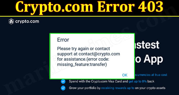 Crypto.com Error Code 403 - 2021(September) Know The Details!