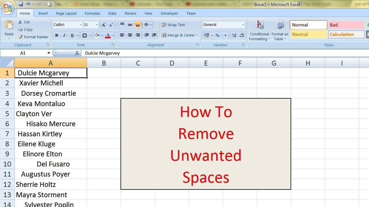 How to Remove Extra or Unwanted Spaces in Microsoft Excel Worksheet