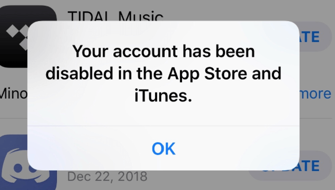 Fix: Your account has been disabled in the App Store and iTunes