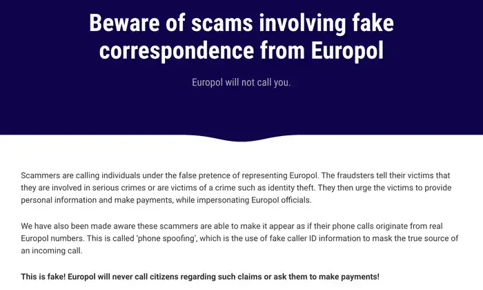 Fake calls from Europol
